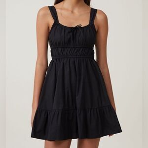 Altar’d State Black Rouched Black Mini Dress Baby Doll